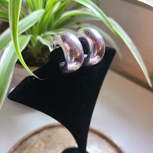 Sterling Silver 925 Large Chunky Clip On Hoop Earrings Signed SSD